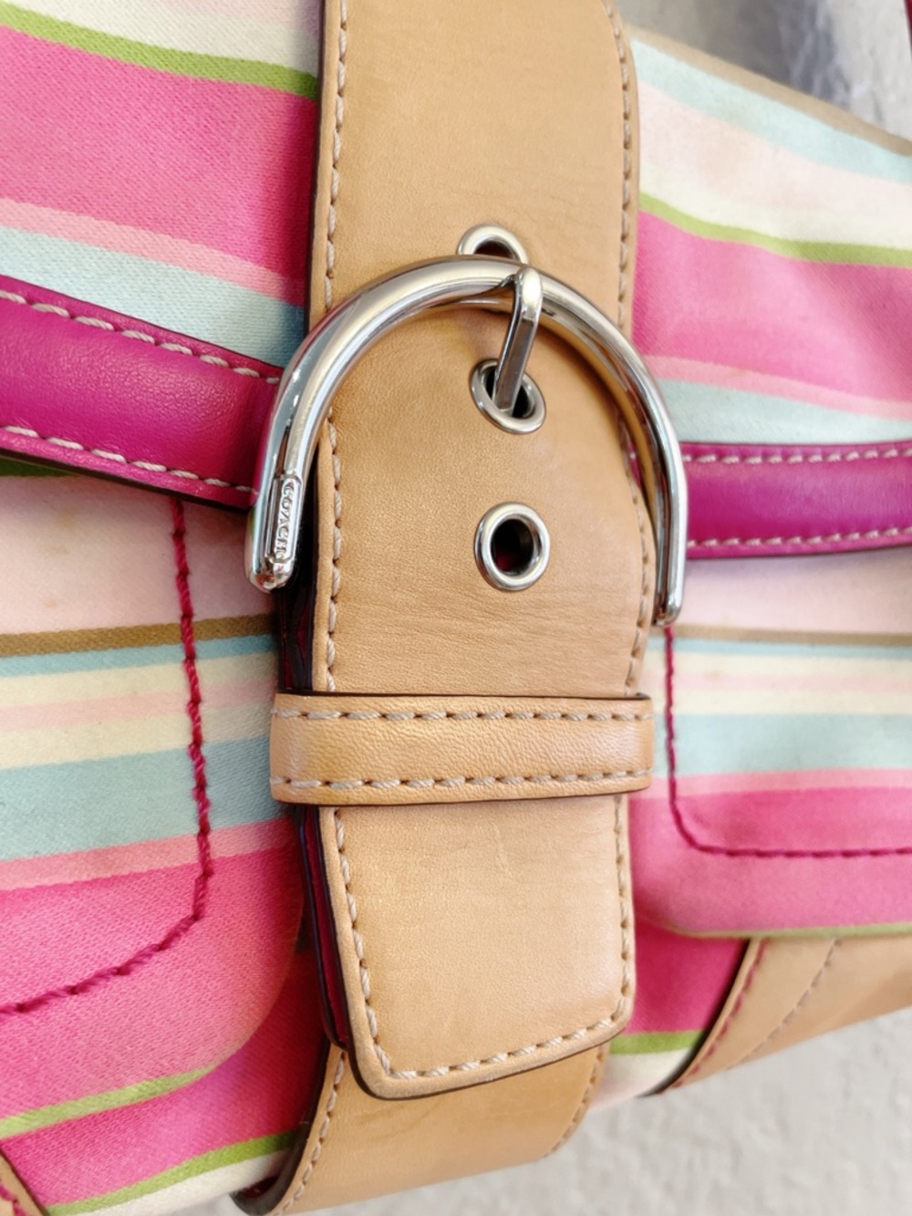 Coach Y2K Pink Stripe Soho Shoulder Bag & Matching Wallet Set Vintage Rare - Picture 16 of 16